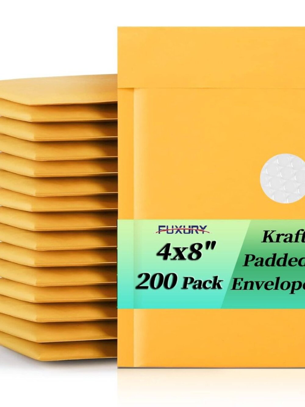 Bubble Mailers 4x8" 200 Pack Kraft Padded Envelopes Usable Size 4x7"